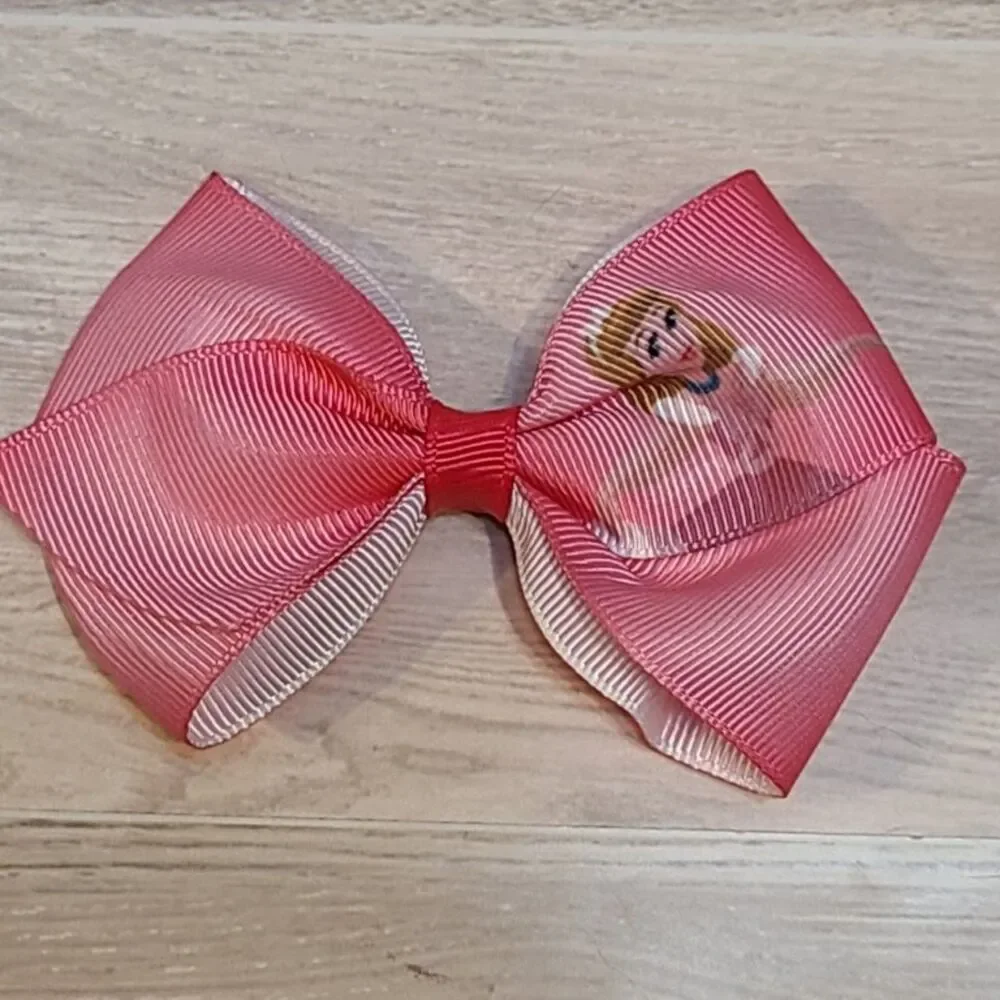 Princess Hair Bow Clips Set of 5 Girls Ribbon Alligator Barrettes Character Bow